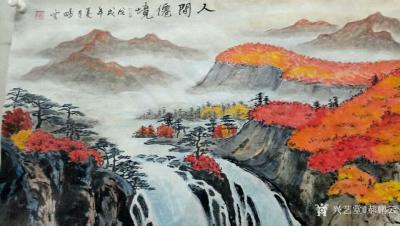 郝鹏云日记-完成客户订作：国画山水画《人间仙境》，水墨设色，178*97公分，款识，人间仙境【图2】