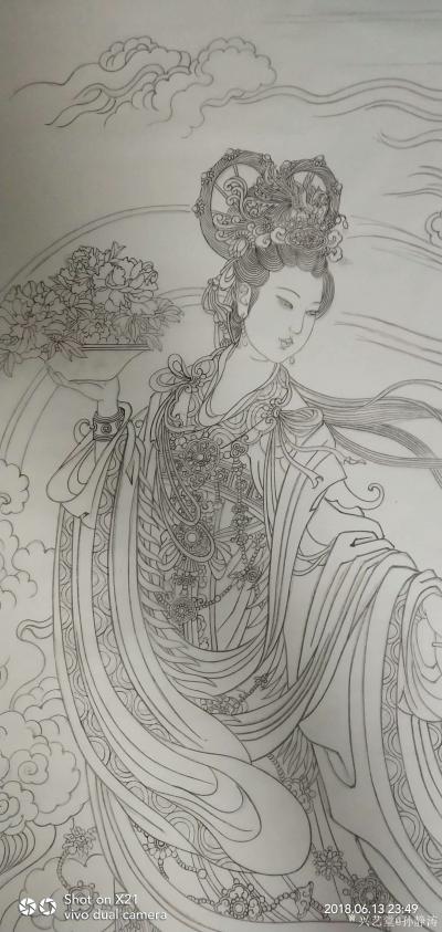 孙静涛日记-画仙女，这线条，一晚上勾的头晕目眩的，累死了我了，休息了【图1】