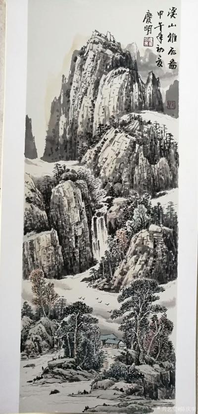 陈庆明日记-国画竖幅山水画三幅
《溪畔家园》戊戍年仲春作品，《溪山雅石图》甲午年作品，《新【图2】