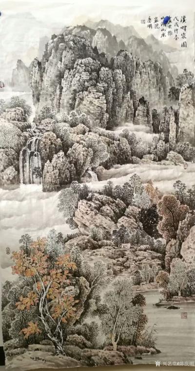 陈庆明日记-国画竖幅山水画三幅
《溪畔家园》戊戍年仲春作品，《溪山雅石图》甲午年作品，《新【图3】