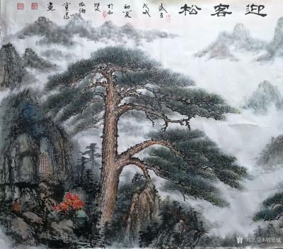 胡宝成收藏-深圳市彭女士订制的国画《迎客松》，尺寸180*80Cm，已画好。【图1】