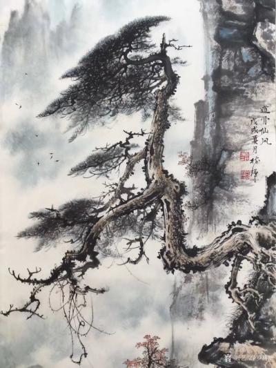 罗树辉日记-国画山水画新作欣赏《道骨仙风》，悬崖峭壁之上，还有谁能如此雄姿英发？苍松精神才是【图1】