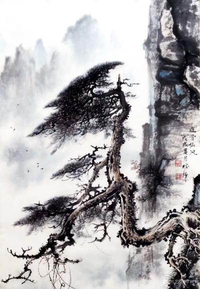 罗树辉日记-国画山水画新作欣赏《道骨仙风》，悬崖峭壁之上，还有谁能如此雄姿英发？苍松精神才是【图5】