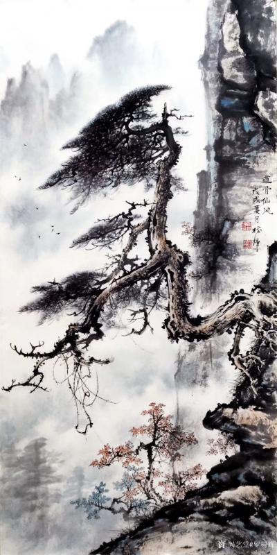 罗树辉日记-国画山水画新作欣赏《道骨仙风》，悬崖峭壁之上，还有谁能如此雄姿英发？苍松精神才是【图7】