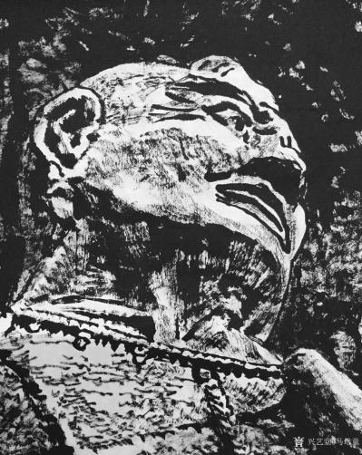 马培童日记-25，突破焦墨画的“无人之境”龙门、云岗石窟 写生。
焦墨画对象往往以山水为主【图2】