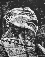 艺术家马培童日记:25，突破焦墨画的“无人之境”龙门、云岗石窟 写生。
焦墨【图1】