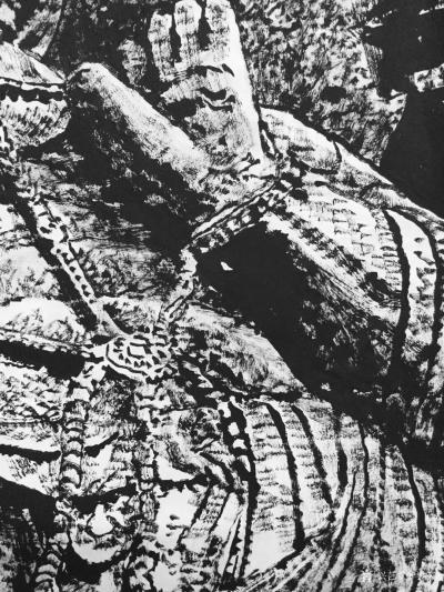 马培童日记-25，突破焦墨画的“无人之境”龙门、云岗石窟 写生。
焦墨画对象往往以山水为主【图4】