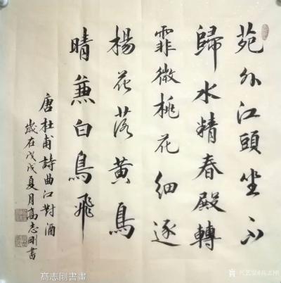 高志刚日记-我的行书创作《曲江对酒》
规格：四尺斗方69x69cm。
文出： 唐·杜甫 【图1】