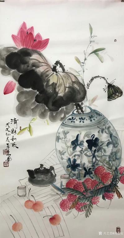 周居安日记-今年水果大丰收，特别是荔枝，展示国画水果系列《人间佳果荔枝满园图》，《吉利图》，【图7】