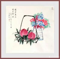 艺术家秦发艺日记:你若无恙，
岁月静好。
寿桃表示祝福。瓶，喻宝瓶，谐音平【图0】