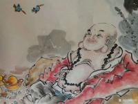 艺术家侯同印日记:国画人物画新作《和气生财 》，《福在眼前》，尺寸68*139【图0】