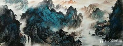 启鹏日记-小丈六尺国画山水画两幅， 姐妹花，尚未落款，赋诗一首：《山隐幽居草木深，鸟啼花落【图1】