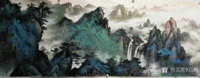 启鹏日记-小丈六尺国画山水画两幅， 姐妹花，尚未落款，赋诗一首：《山隐幽居草木深，鸟啼花落【图2】