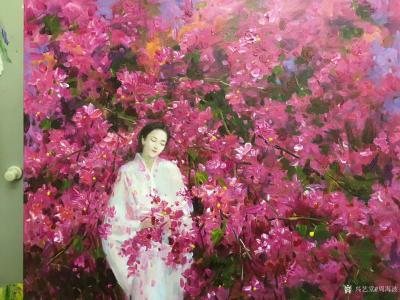 周海波日记-油画《三角梅》.....展示绘制步骤图，发空间保存。【图2】