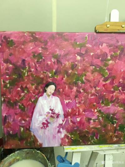 周海波日记-油画《三角梅》.....展示绘制步骤图，发空间保存。【图4】