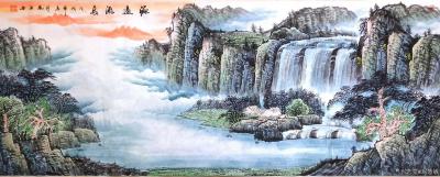 刘慧敏日记-晒一组绿水青山版的国画山水画《源远流长》，风格近似，随意挑选，欢迎来电订制【图7】