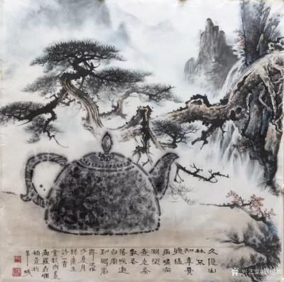 罗树辉日记-壶里壶图的，就弄了几个壶。天上掉下的史前巨壶。不得了！金新宇画巨壶，罗树辉补景，【图1】