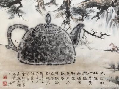 罗树辉日记-壶里壶图的，就弄了几个壶。天上掉下的史前巨壶。不得了！金新宇画巨壶，罗树辉补景，【图6】