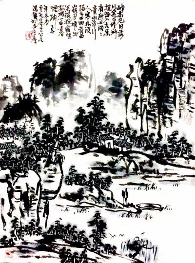 龚光万日记-国画写意山水画《法备气至纯任自然，古人草草如不经意，所得天趣也。》
国画写意山【图2】