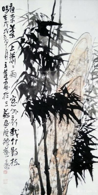 徐立业日记-国画墨竹一组，借郑板桥诗词，以表吾之爱竹。
《种竹扶疏老更强,雨淋风劲似龙翔。【图2】