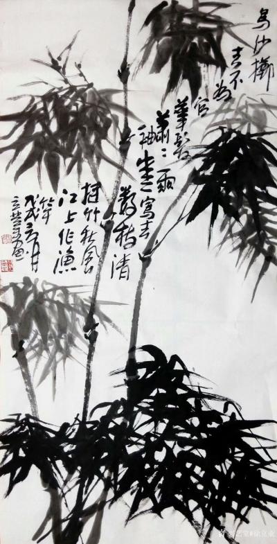 徐立业日记-国画墨竹一组，借郑板桥诗词，以表吾之爱竹。
《种竹扶疏老更强,雨淋风劲似龙翔。【图3】