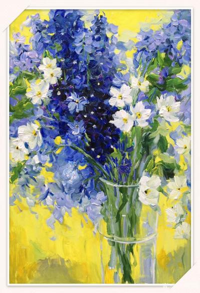 周海波日记-青春小花，清爽雅致！尺寸60.90cm，姐妹篇 简约派油画。 请欣赏【图2】