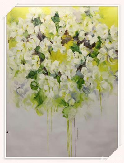 周海波日记-青春小花，清爽雅致！尺寸60.90cm，姐妹篇 简约派油画。 请欣赏【图5】