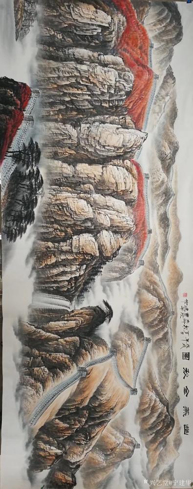 宁建华日记-今天刚完成的国画彩墨山水画《幽燕金秋图》，尺寸120*300cm，展现华夏大好河【图1】