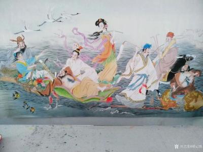 胡记领日记-八尺工笔人物画（240*120），《八仙过海》，请欣赏【图1】