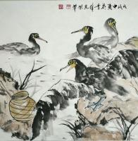 艺术家田光荣日记:四尺斗方《鱼鹰》《和气满堂》
这几天就想画丑态的鱼鹰。我在【图0】