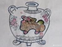 艺术家陈新兴日记:原创元青花彩绘系列作品，彩绘十二生肖系列作品，彩绘人物画，欢【图4】