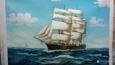 潘伟迎日记-客户订制的油画作品，四幅航海帆船，喜欢的可以洽谈订制【图1】