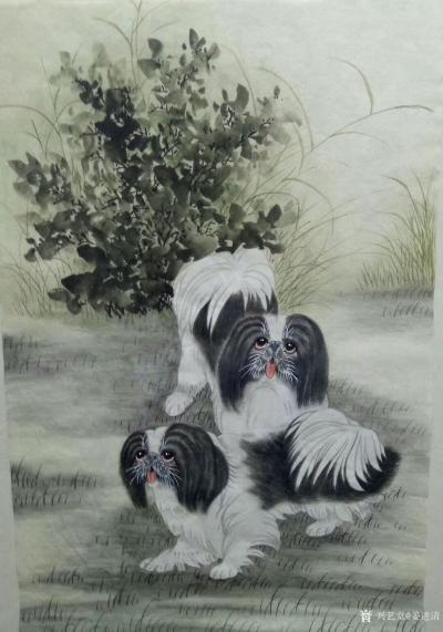 姜进清日记-晒一组工笔画宠物狗狗，萌态可鞠，请欣赏【图1】