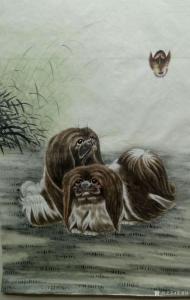 艺术品图片：艺术家姜进清国画作品名称《宠物狗》价格600.00 元