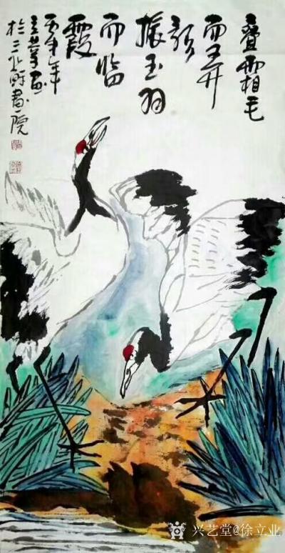 徐立业日记-国画花鸟画～鹤系列作品《叠霜毛而弄影  振玉羽而临霞》，《与松对语畅谈千年神话》【图1】