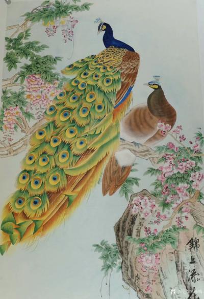 韩梅日记-四尺整张工笔花鸟画近作～孔雀系列作品《锦上添花》四幅，清欣赏，欢迎订制【图7】