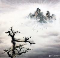 艺术家罗树辉日记:国画三尺纸《禅妙》留意看山。“看山是山； 看山不是山;  看【图0】