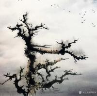 艺术家罗树辉日记:国画三尺纸《禅妙》留意看山。“看山是山； 看山不是山;  看【图4】