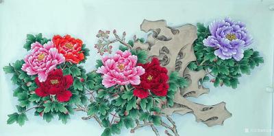 胡记领收藏-感谢河北朋友支持与厚爱，订制的工笔花鸟画牡丹《花开富贵》完成【图1】