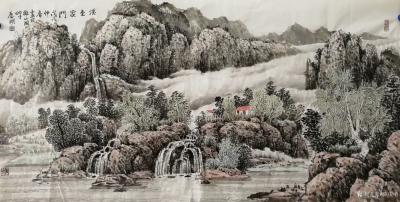 陈庆明日记-客户订制过的国画四尺山水画一组，风格近似，《溪至家门》，《静美家园》，《山明水秀【图1】