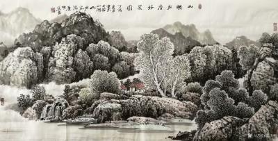 陈庆明日记-客户订制过的国画四尺山水画一组，风格近似，《溪至家门》，《静美家园》，《山明水秀【图3】