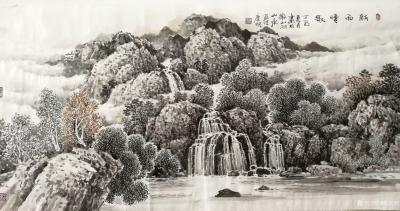 陈庆明日记-客户订制过的国画四尺山水画一组，风格近似，《溪至家门》，《静美家园》，《山明水秀【图4】