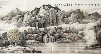 陈庆明日记-客户订制过的国画四尺山水画一组，风格近似，《溪至家门》，《静美家园》，《山明水秀【图5】