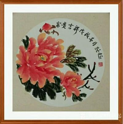何跃起日记-完成一组国画花鸟画小品订单，梅花，牡丹，葡萄，装框效果，放置在走廊，一排过去，提【图3】