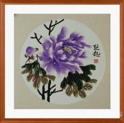 何跃起日记-完成一组国画花鸟画小品订单，梅花，牡丹，葡萄，装框效果，放置在走廊，一排过去，提【图5】