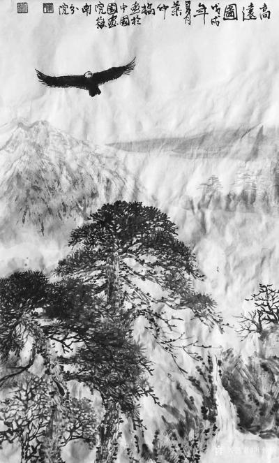 叶仲桥日记-一日一画；国画《高远图》，尺寸69*42cm，请欣赏【图1】