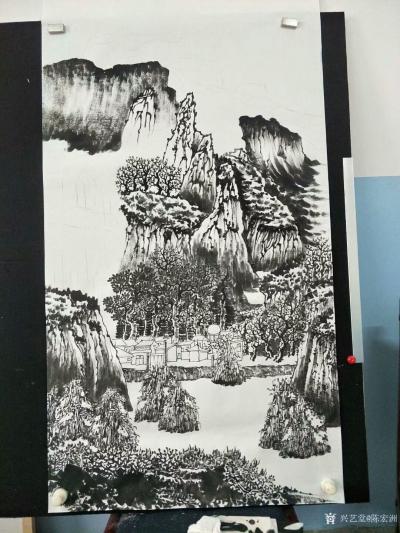 陈宏洲日记-《家山雪霁图》四尺整幅，国画山水画新作，68*138cm，请欣赏【图2】