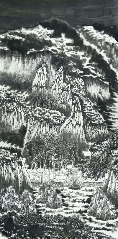 陈宏洲日记-《家山雪霁图》四尺整幅，国画山水画新作，68*138cm，请欣赏【图3】