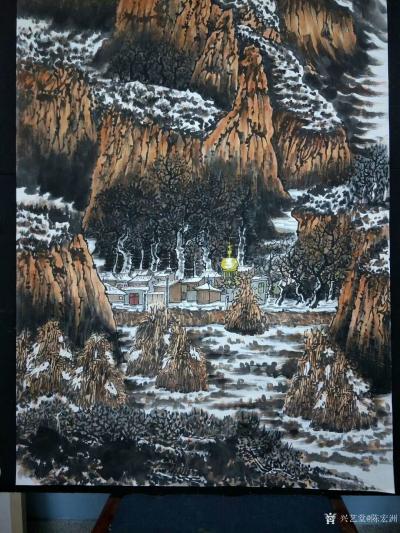 陈宏洲日记-《家山雪霁图》四尺整幅，国画山水画新作，68*138cm，请欣赏【图5】