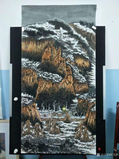 陈宏洲日记-《家山雪霁图》四尺整幅，国画山水画新作，68*138cm，请欣赏【图6】